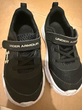 Under Armour Kids Black and White Velcro Athletic Sneakers